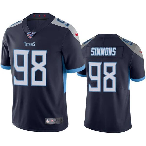 Men Tennessee Titans #98 Jeffery Simmons Nike Navy 100th Vapor Limited NFL Jersey->tennessee titans->NFL Jersey
